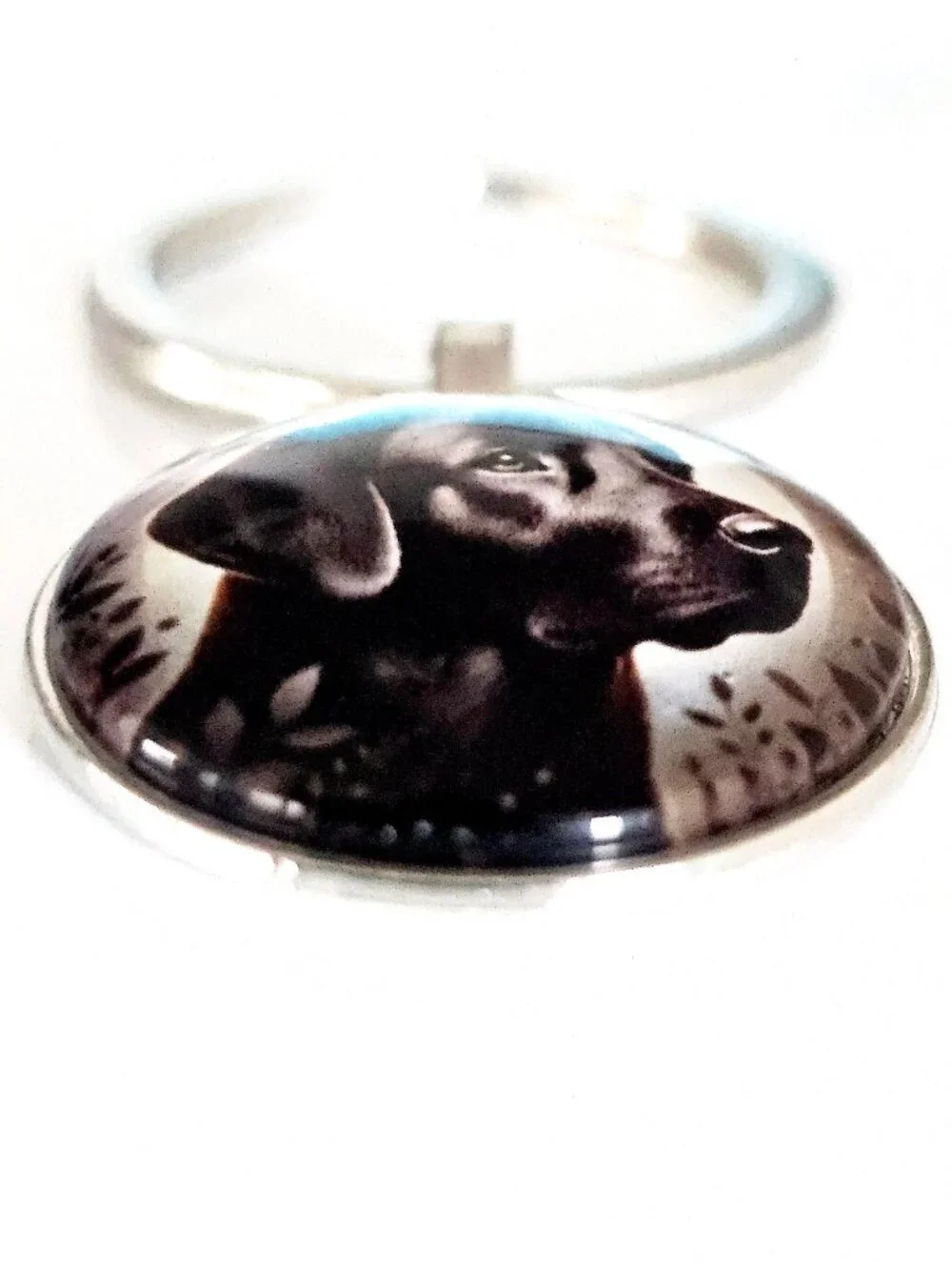 Black Labrador Glass Cabochon Keychain, Unisex, Lab Dog Lover, Gift Charm, Pet